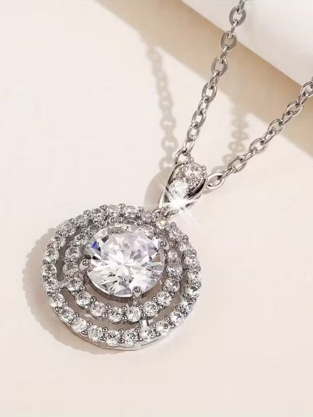 Circle Necklace Cubic Zirconia Clavicle Chain